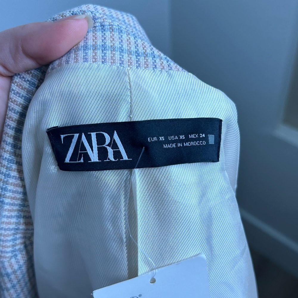 NWT Zara Plaid Structured Double Breasted Oversized Blazer XS - Picture 11 of 14
